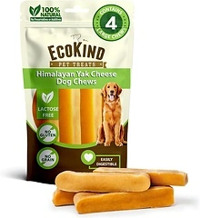 EcoKind Premium Gold Yak Cheese Dog Chews, Large Breed, All Natural, 4 Chews (1 lb)
