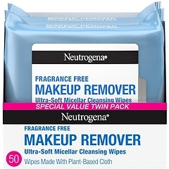 Neutrogena Fragrance-Free Makeup Remover Face Wipes, Twin Pack, 2 x 25 ct
