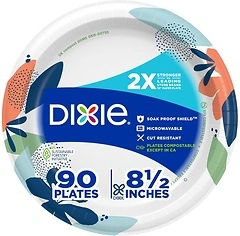 Dixie Medium Paper Plates, 8.5 Inch, 90 Count, Microwave-Safe, Soak-Proof