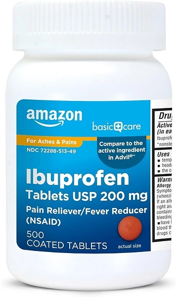 Amazon Ibuprofen 200mg Tablets, Pain Reliever, 500 Count