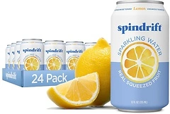 Spindrift Sparkling Water, Lemon, Real Squeezed Fruit, 12 Fl Oz Cans, 24 Pack
