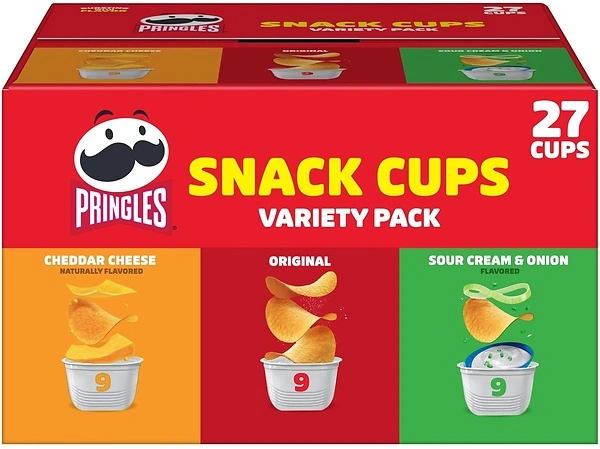 Pringles Potato Crisps, On-the-Go Snacks, Variety Pack, 27 Cups, 19.3oz Box