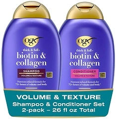 OGX Thick & Full Biotin & Collagen Shampoo & Conditioner Set, 13 Fl Oz (Pack of 2)