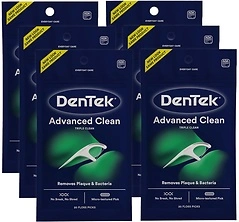 DenTek Triple Clean Advanced Floss Picks, No Break & No Shred, 20 Count, 6 Pack