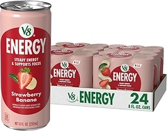 V8 +Energy Strawberry Banana Juice Energy Drink, 8 fl oz Can (24 Pack)
