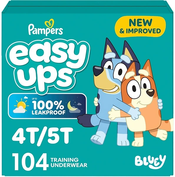 Pampers Easy Ups Boys & Girls Potty Training Pants, Size 4T-5T, 104 Count