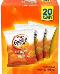 Goldfish Cheddar Cheese Crackers, Baked Snack, 1 oz On-the-Go Packs, 20 Count