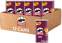Pringles Potato Crisps Chips, BBQ Flavor, Lunch Snacks, 12 Cans