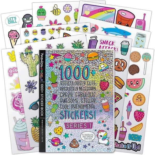 Fashion Angels 1000+ Cute Kids Stickers, Scrapbooks, Planners, 40-Page Book