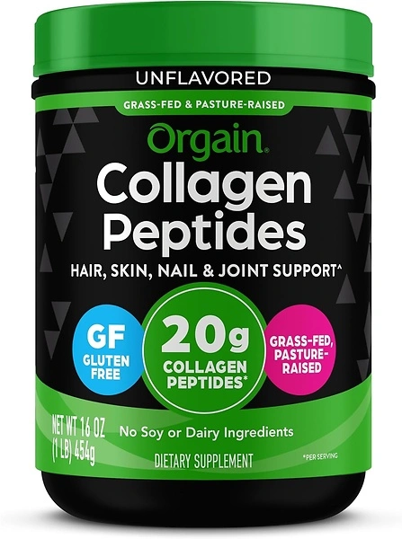 Orgain Collagen Peptides Powder, Unflavored, Hair, Skin, Nails, Joints, 20g, 1lb
