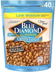 Blue Diamond Almonds Low Sodium Lightly Salted Snack Nuts, 40 Oz Resealable Bag