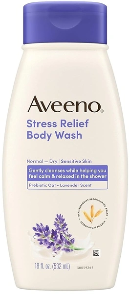 Aveeno Stress Relief Body Wash with Oat & Lavender for Sensitive Skin, 18 fl. oz