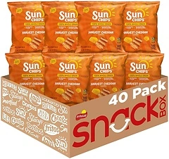 SunChips Multigrain Chips, Harvest Cheddar, 1oz Single Serve Bags (40 Count)