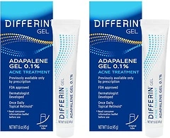 Differin Acne Treatment Gel, 0.1% Adapalene, 15g Tube, 2 Pack