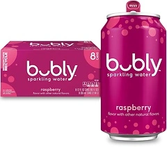 bubly Sparkling Water, Raspberry, Zero Sugar & Zero Calories, 8 Cans
