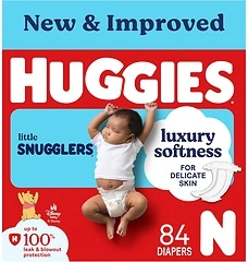 Huggies Size Newborn Diapers, Little Snugglers, Size Newborn (up to 10 lbs), 84 Count