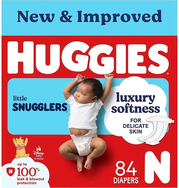 Huggies Size Newborn Diapers, Little Snugglers, Size Newborn (up to 10 lbs), 84 Count