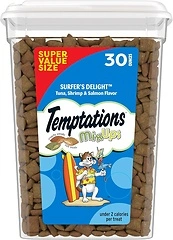 Temptations MixUps Surfer's Delight Flavor Crunchy and Soft Cat Treats, 30 oz. Tub