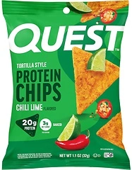 Quest Nutrition Chili Lime Tortilla Style Protein Chips, 20g Protein, 12 Pack