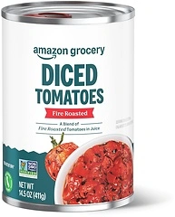 Amazon Fresh Fire Roasted Diced Canned Tomatoes, 14.5 Oz