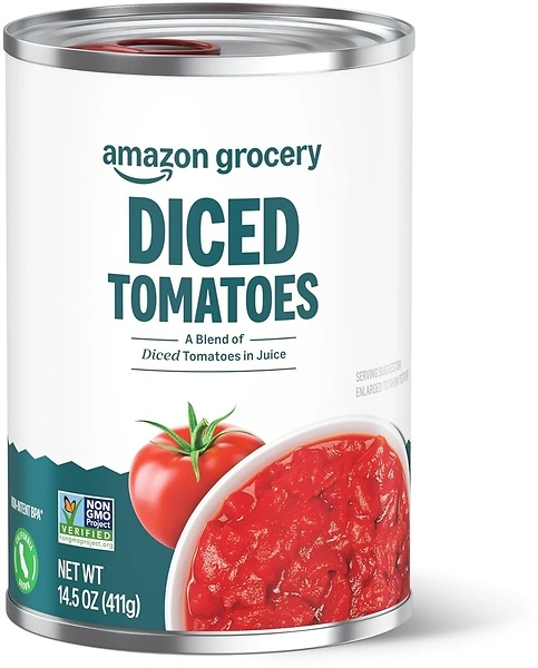 Amazon Fresh Diced Canned Tomatoes In Tomato Juice, 14.5 Oz