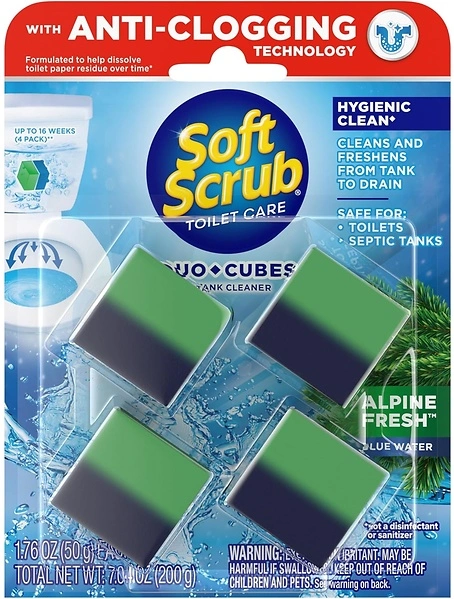 Soft Scrub in-Tank Toilet Cleaner Duo-Cubes, Alpine Fresh, 4Count
