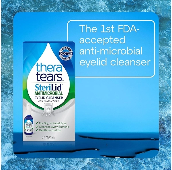 TheraTears SteriLid Antimicrobial Eyelid Cleanser and Face Wash, 2 Fl Oz