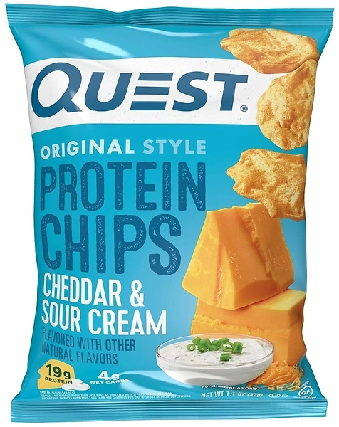Quest Nutrition Protein Chips, Cheddar & Sour Cream, 19g Protein, 12 Pack
