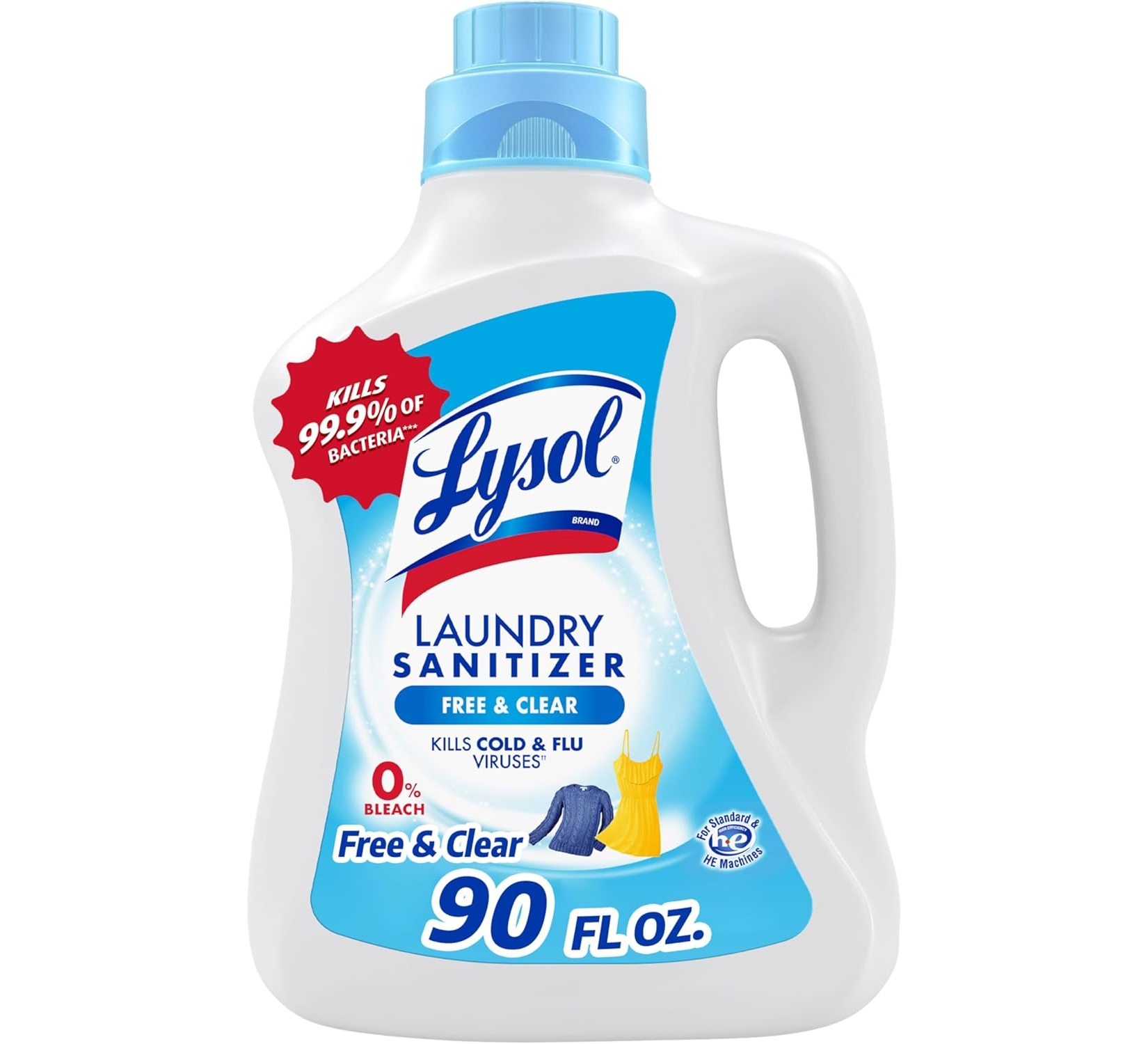 Lysol Laundry Sanitizer Additive, Free & Clear, Unscented, 90 Fl Oz