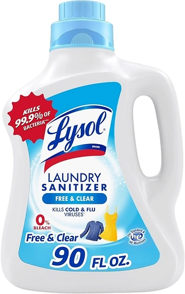 Lysol Laundry Sanitizer Additive, Free & Clear, Unscented, 90 Fl Oz