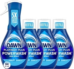 Dawn Platinum Powerwash Dish Spray, Fresh Scent Bundle, 1 Spray + 3 Refills, 16oz