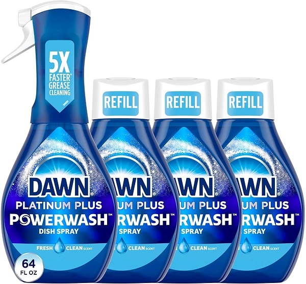 Dawn Platinum Powerwash Dish Spray, Fresh Scent Bundle, 1 Spray + 3 Refills, 16oz