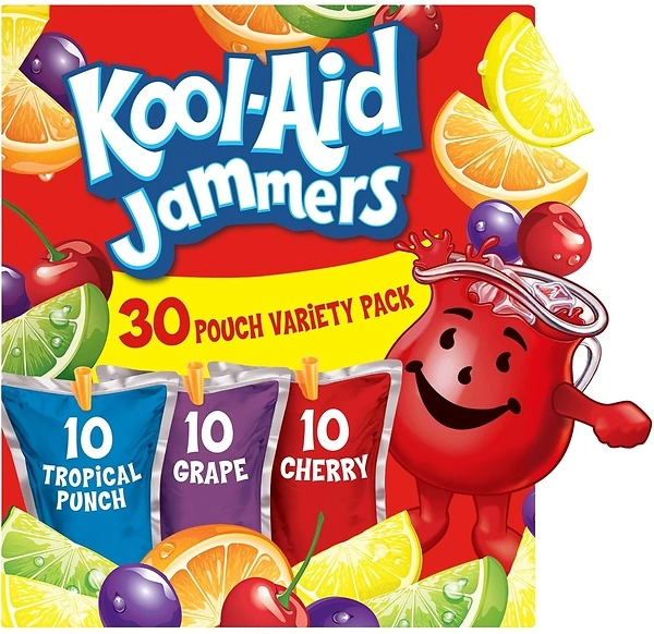 Kool-Aid Jammers Variety Pack, Tropical Punch, 30 ct, 6 fl oz Pouches