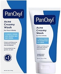 PanOxyl Antimicrobial Hydrating Acne Creamy Wash, 4 Benzoyl Peroxide, 6 Ounce