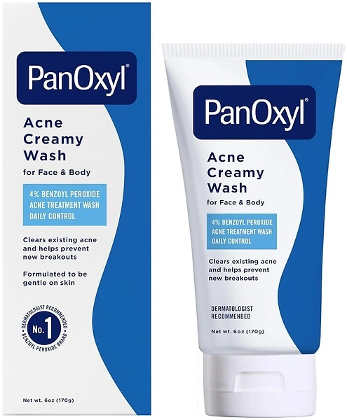 PanOxyl Antimicrobial Hydrating Acne Creamy Wash, 4 Benzoyl Peroxide, 6 Ounce