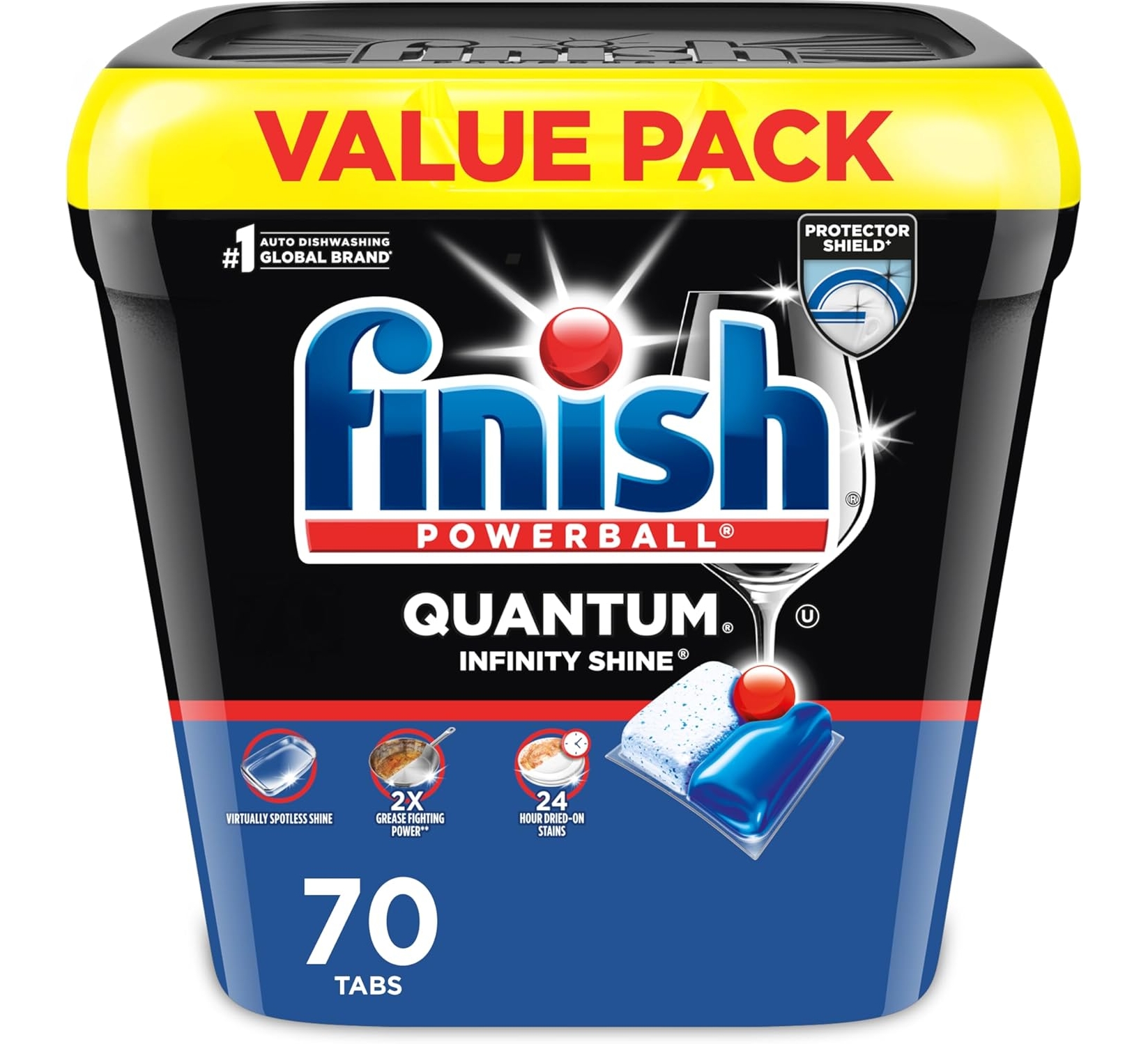 FINISH Quantum Infinity Shine Dishwasher Pods, 70ct Tablets