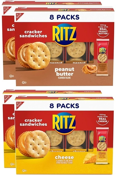 RITZ Peanut Butter & Cheese Sandwich Cracker Variety Pack, 32 Snack Packs