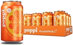 Poppi Sparkling Prebiotic Soda with Apple Cider Vinegar, Orange, 12 oz, 12 Pack