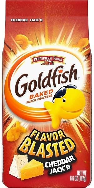 Goldfish Flavor Blasted Cheddar Jack'd Crackers, Snack Crackers, 6.6 oz bag