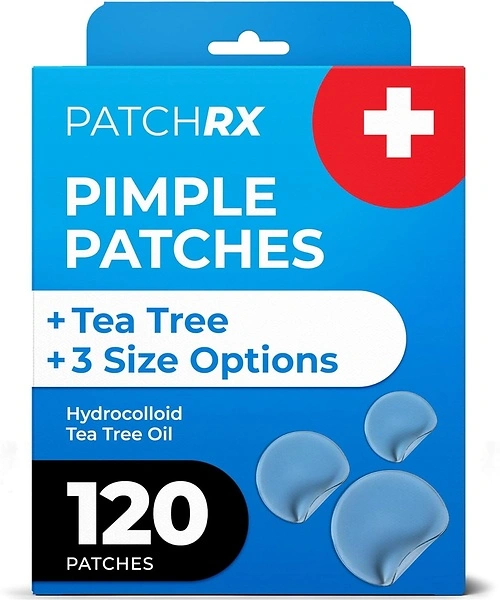 PatchRx Pimple Patches, Hydrocolloid Acne Patches with Tea Tree Oil, 120 Patches