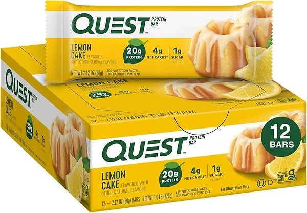 Quest Nutrition Lemon Cake Protein Bars, High Protein, Low Carb, Keto, 12 Bars