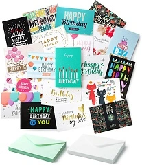 Mr. Pen Assorted Color Birthday Cards, 20 Pack, 4 x 6 Inches, Blank Inside
