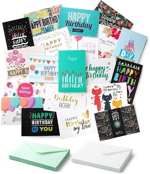 Mr. Pen Assorted Color Birthday Cards, 20 Pack, 4 x 6 Inches, Blank Inside