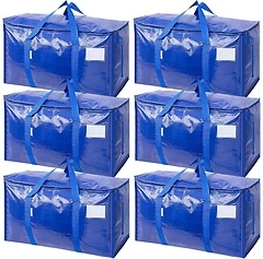 TICONN 6 Pack Extra Large Moving Bags with Zippers, Heavy-Duty Storage Totes