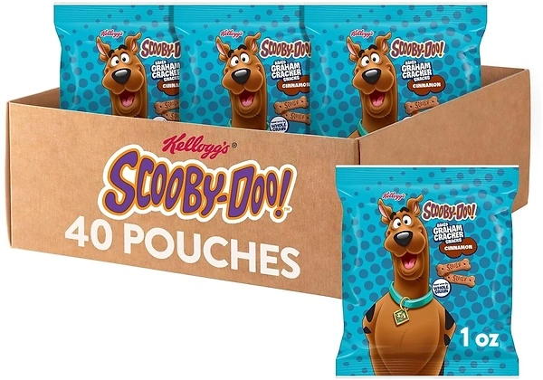 Kellogg's SCOOBY-DOO! Baked Graham Cracker Snacks, Cinnamon, 40 Pouches