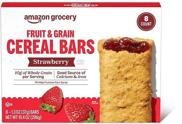 Happy Belly Fruit & Grain Cereal Bars, Strawberry, 1.03 Oz, 8 Count