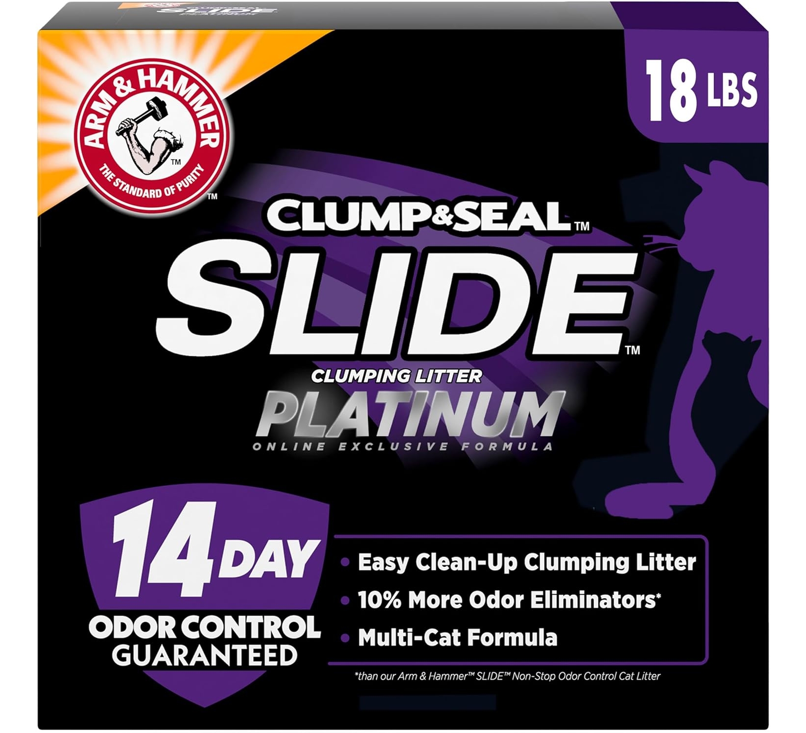 Arm & Hammer SLIDE Platinum Multi-Cat Clumping Cat Litter, 18 lb, Odor Control