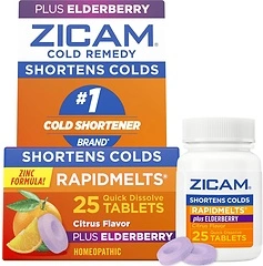 Zicam Cold Remedy Zinc RapidMelts, Elderberry Citrus Flavor, 25 Count