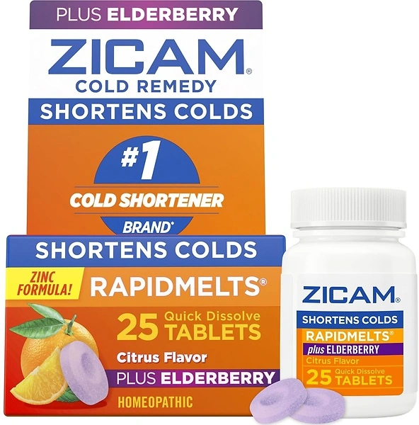 Zicam Cold Remedy Zinc RapidMelts, Elderberry Citrus Flavor, 25 Count