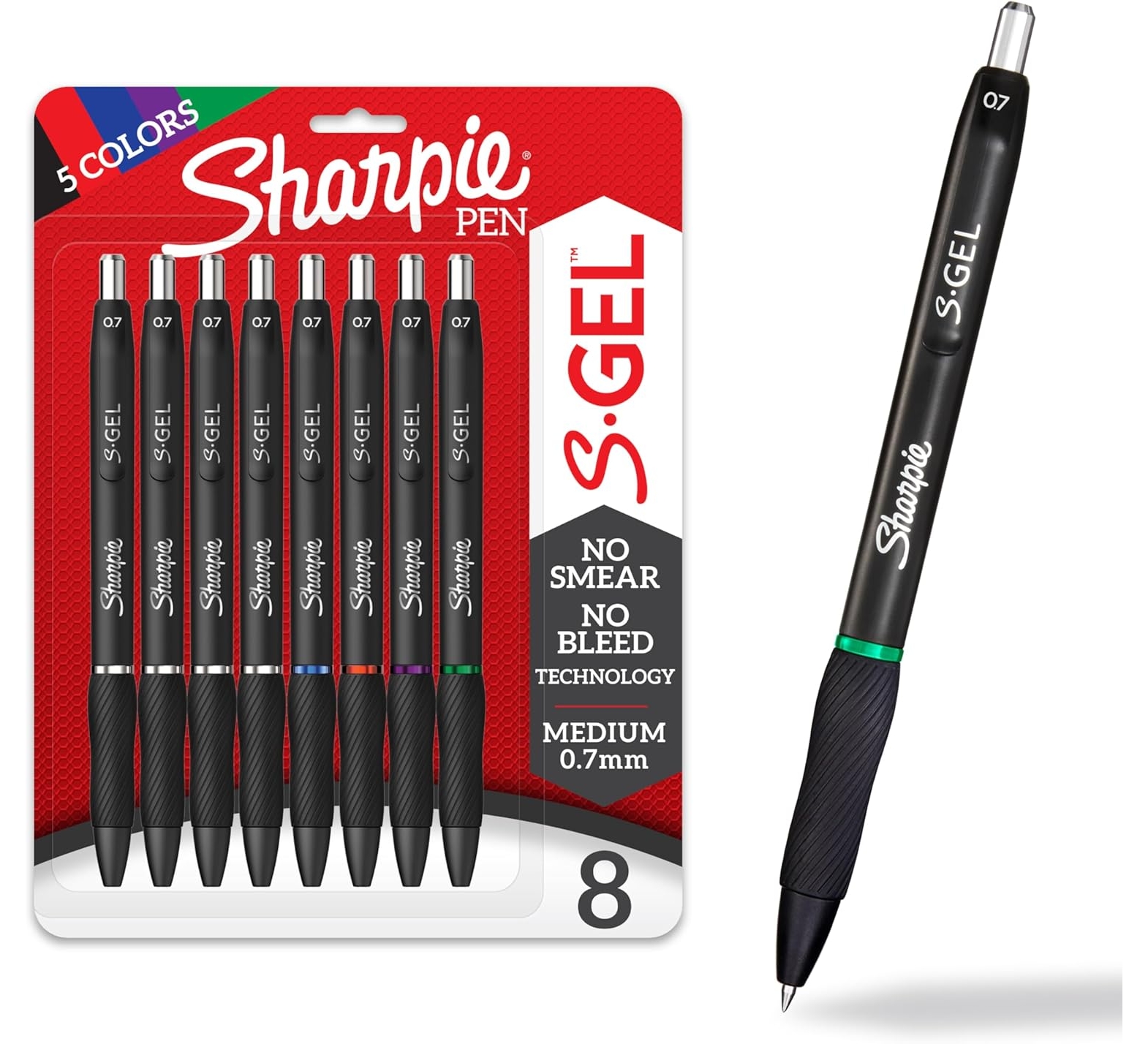 Sharpie S-Gel Gel Pens, Medium Point, Assorted Colors, 8 Count